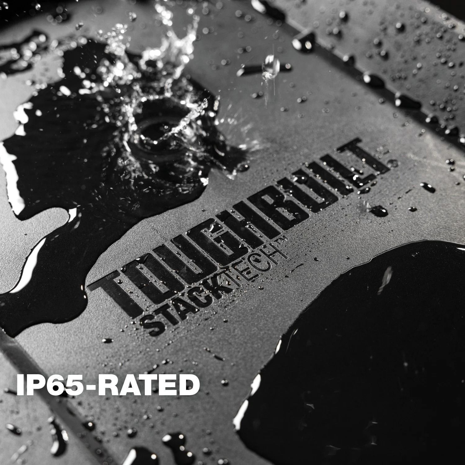 ToughBuilt StackTech Half Portable Modular Plastic/Metal Tool Box with Inner Tray and 5 Dividers, IP65-Rated, Black CloseUp