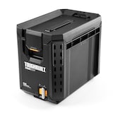 ToughBuilt StackTech Half Portable Modular Plastic/Metal Tool Box with Inner Tray and 5 Dividers, IP65-Rated, Black Front_Angled_Left