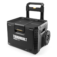 ToughBuilt StackTech Portable Modular Plastic/Metal Rolling Tool Box with Handle and Inner Tray, IP65-Rated, Black