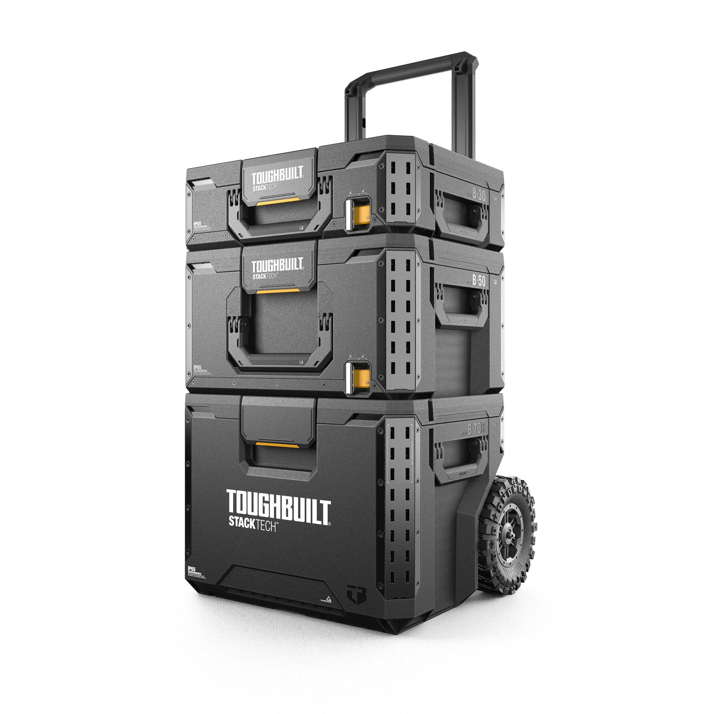 ToughBuilt StackTech Tool Box Storage System Set, IP65 Rated, 3-pc Front_Three_Fourths_Angled_Left
