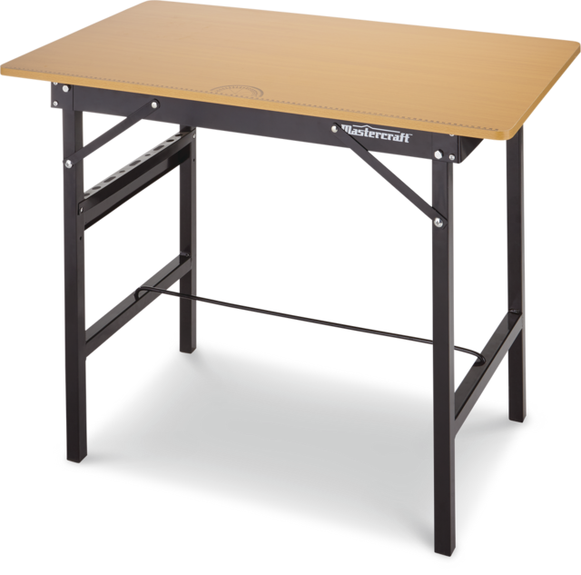 Mastercraft Steel Folding Workbench/Work Table w/ Wooden Top, 39x24x30