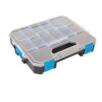 Mastercraft Portable Stackable Small Parts 18-Bins Organizer Tray w/ Lid, 12 x 10 x 2-in Front_Three_Fourths_Angled_Right