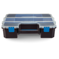 Mastercraft Portable Stackable Small Parts Organizer Tray w/Lid, 6 Bins, 17x13x5-in Front_Elevated
