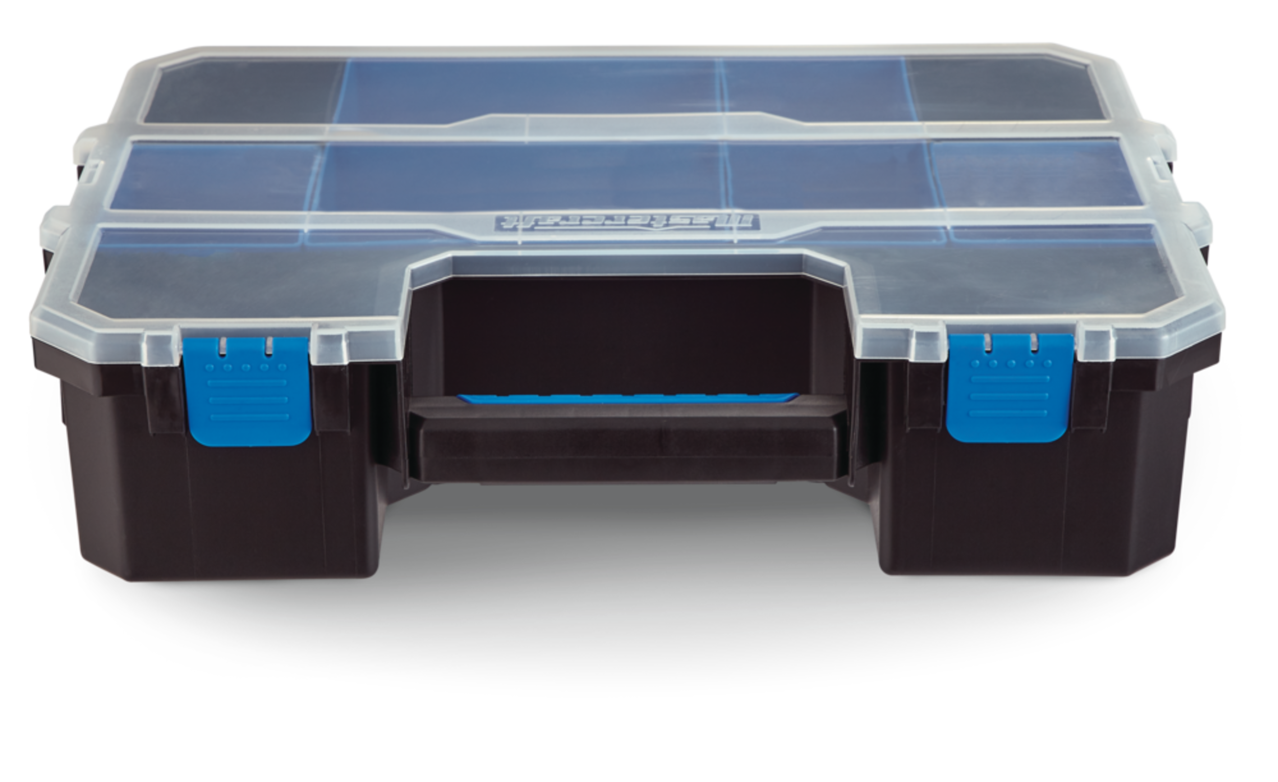 Mastercraft Portable Stackable Small Parts Organizer Tray w/Lid, 6 Bins, 17x13x5-in Front_Elevated