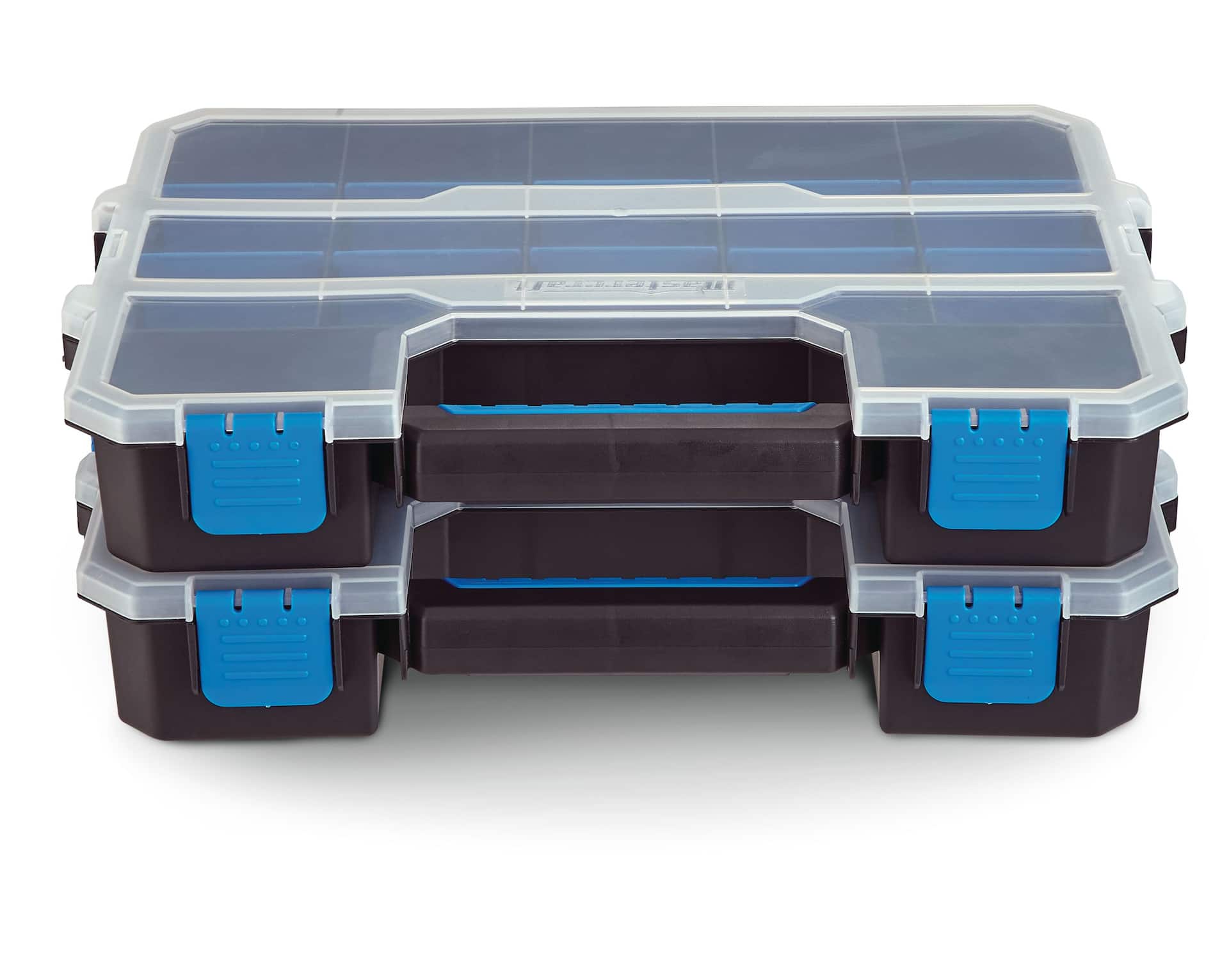 Mastercraft Portable Stackable Small Parts Organizer Tray Combo w/ Lid,  15x12x3-in, 2-pk