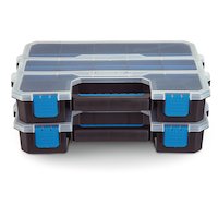 Mastercraft Portable Stackable Small Parts Organizer Tray Combo w/Lid, 15x12x3-in, 2-pk Front_Elevated