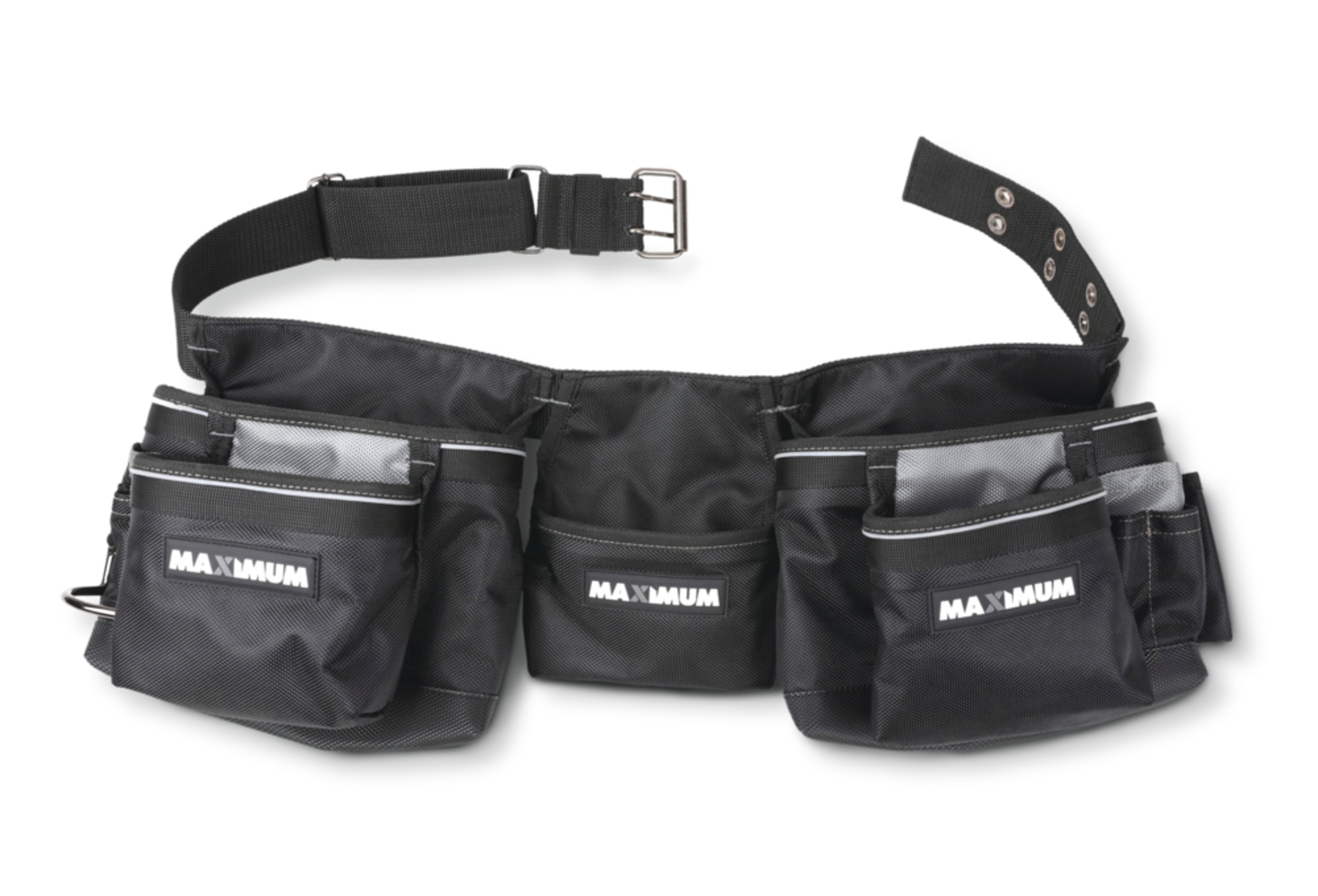 MAXIMUM Carpenter's Heavy Duty Tool Belt/Work Apron, Multi-pockets, Nylon, Black Overhead_Plunge