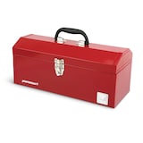 Mastercraft Portable Metal Hip Roof Tool Box w/ Removable Tray, Red, 17-in Front_Three_Fourths_Angled_Left