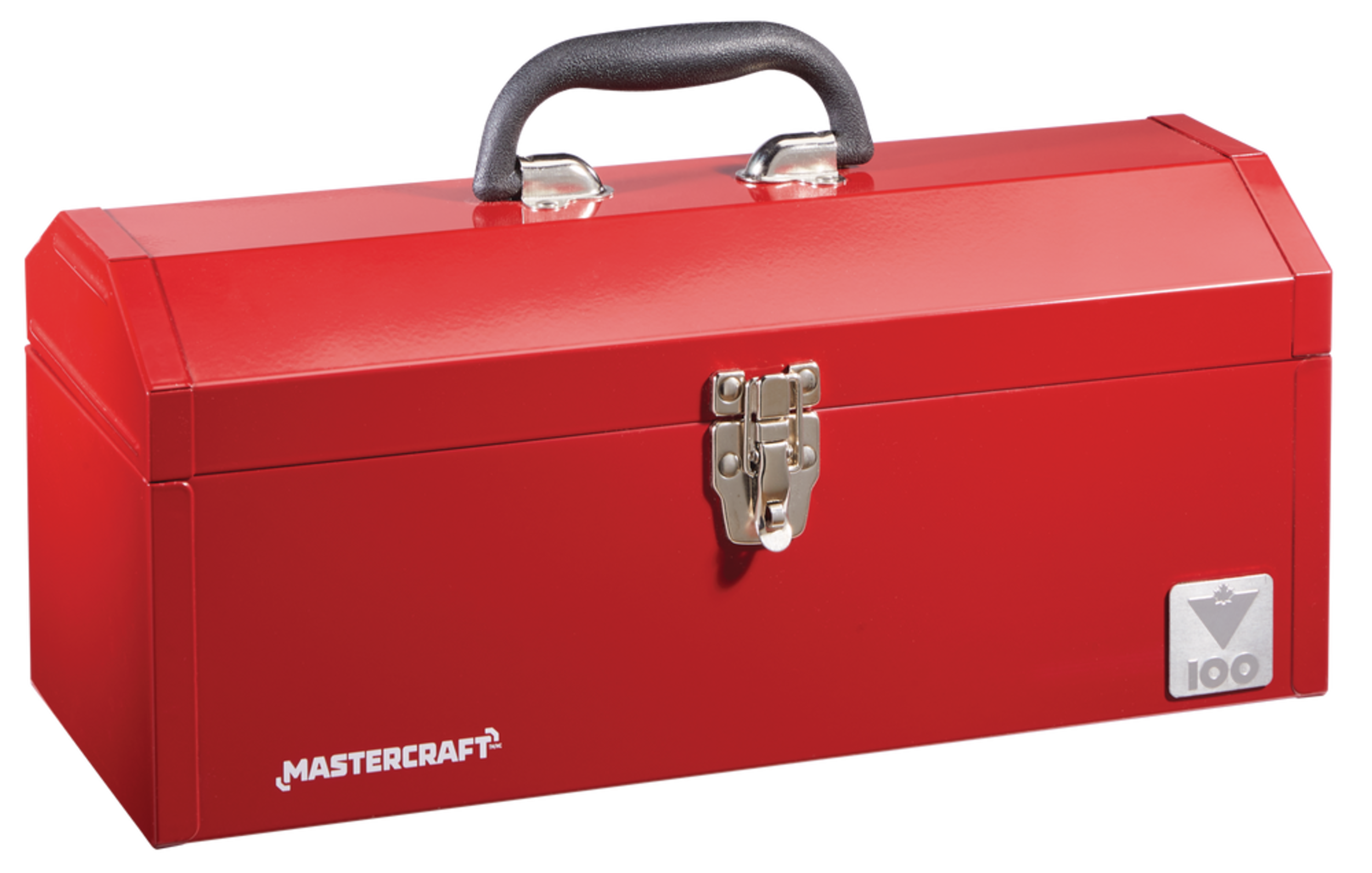 Mastercraft Portable Metal Hip Roof Tool Box w/ Removable Tray, Red, 17