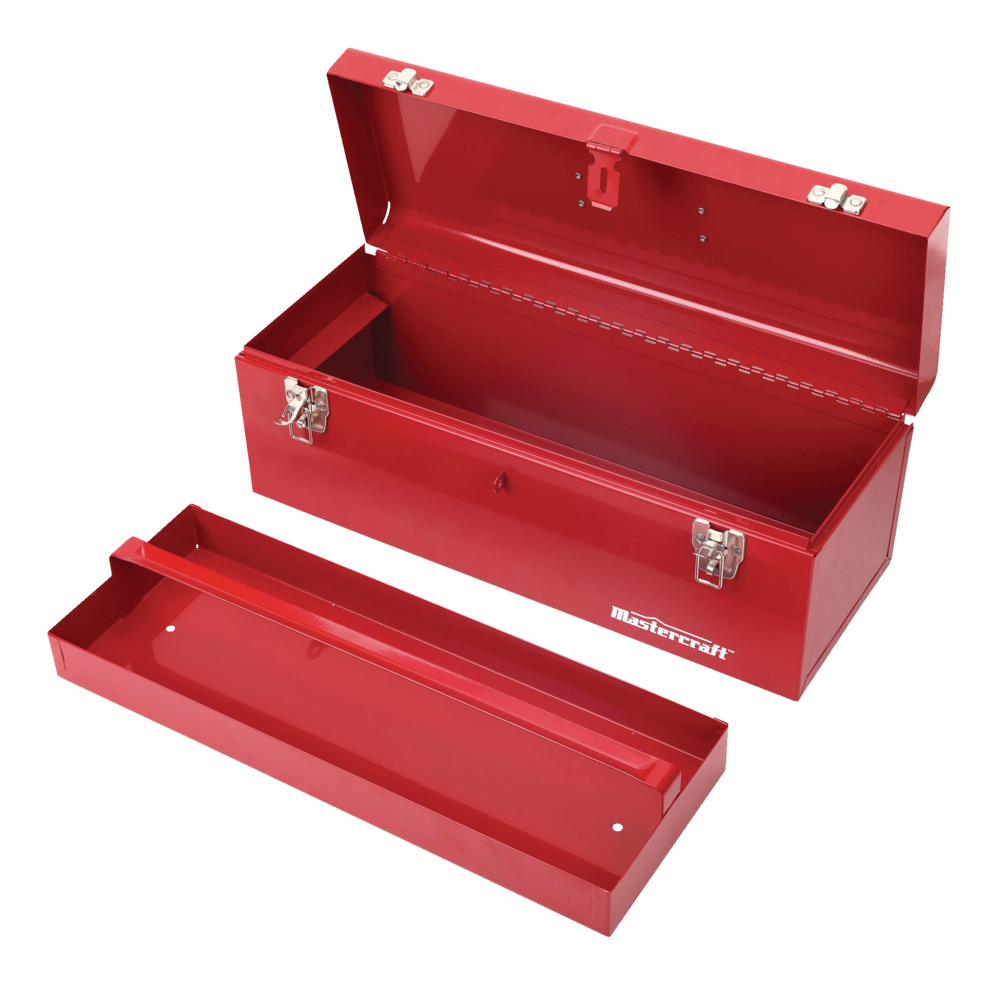 Mastercraft Portable Metal Hip Roof Tool Box W Removable Tray Red 19
