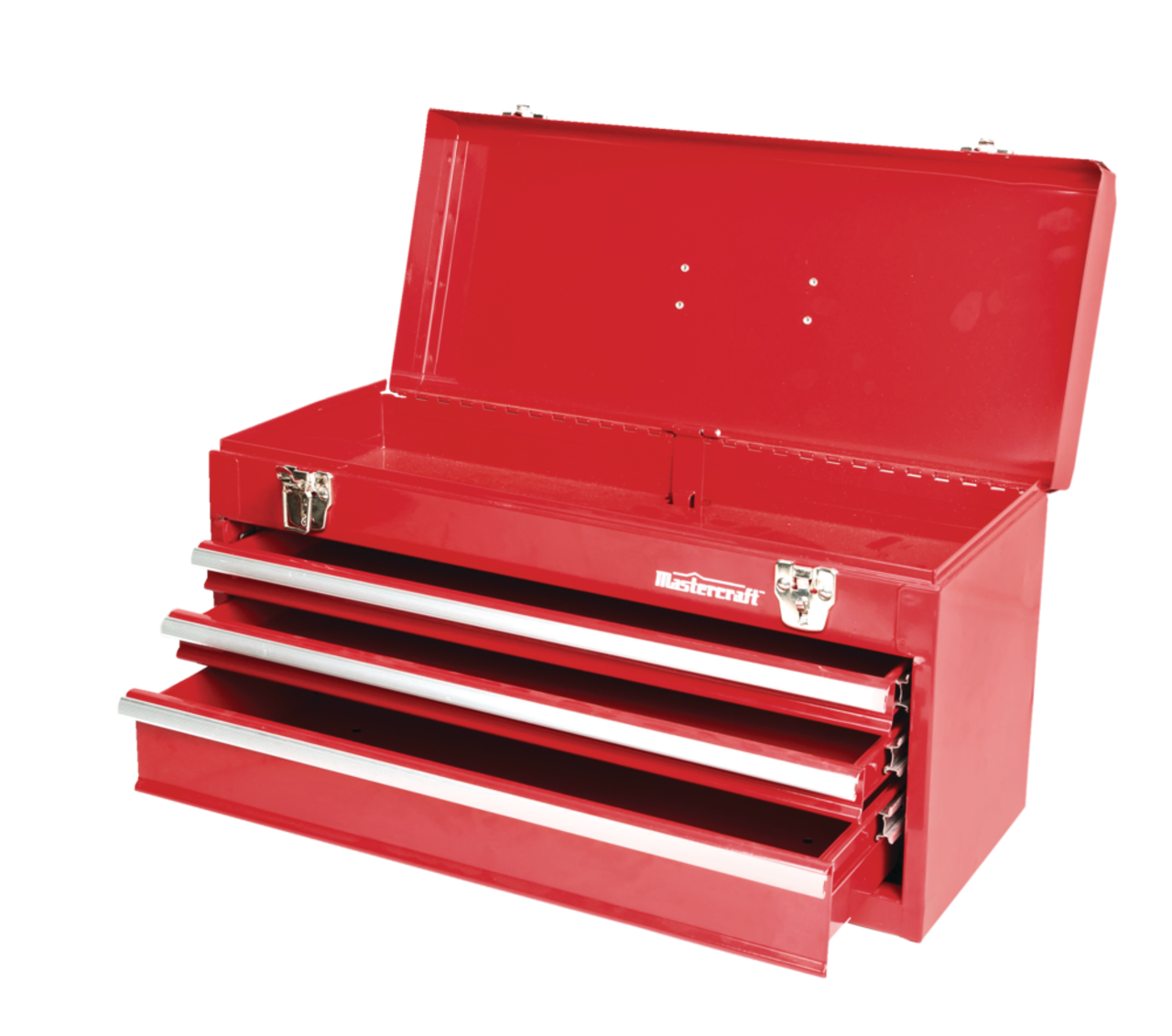 Mastercraft Portable Metal Tool Box w/ 3-Drawer Chest, Red, 21-in