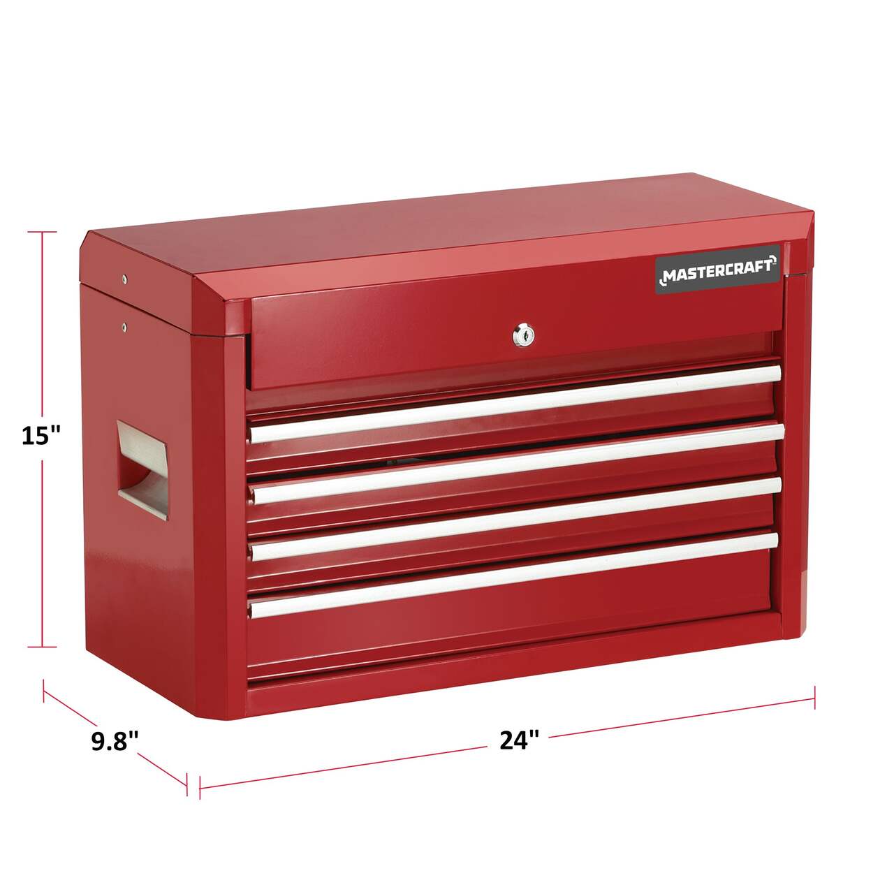 Mastercraft Tool Chest with 4 Drawers, Deep Red, 24-in