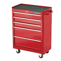 Mastercraft Rolling Tools Storage Cabinet with 5 Drawers, Deep Red, 24-in Front_Three_Fourths_Angled_Left