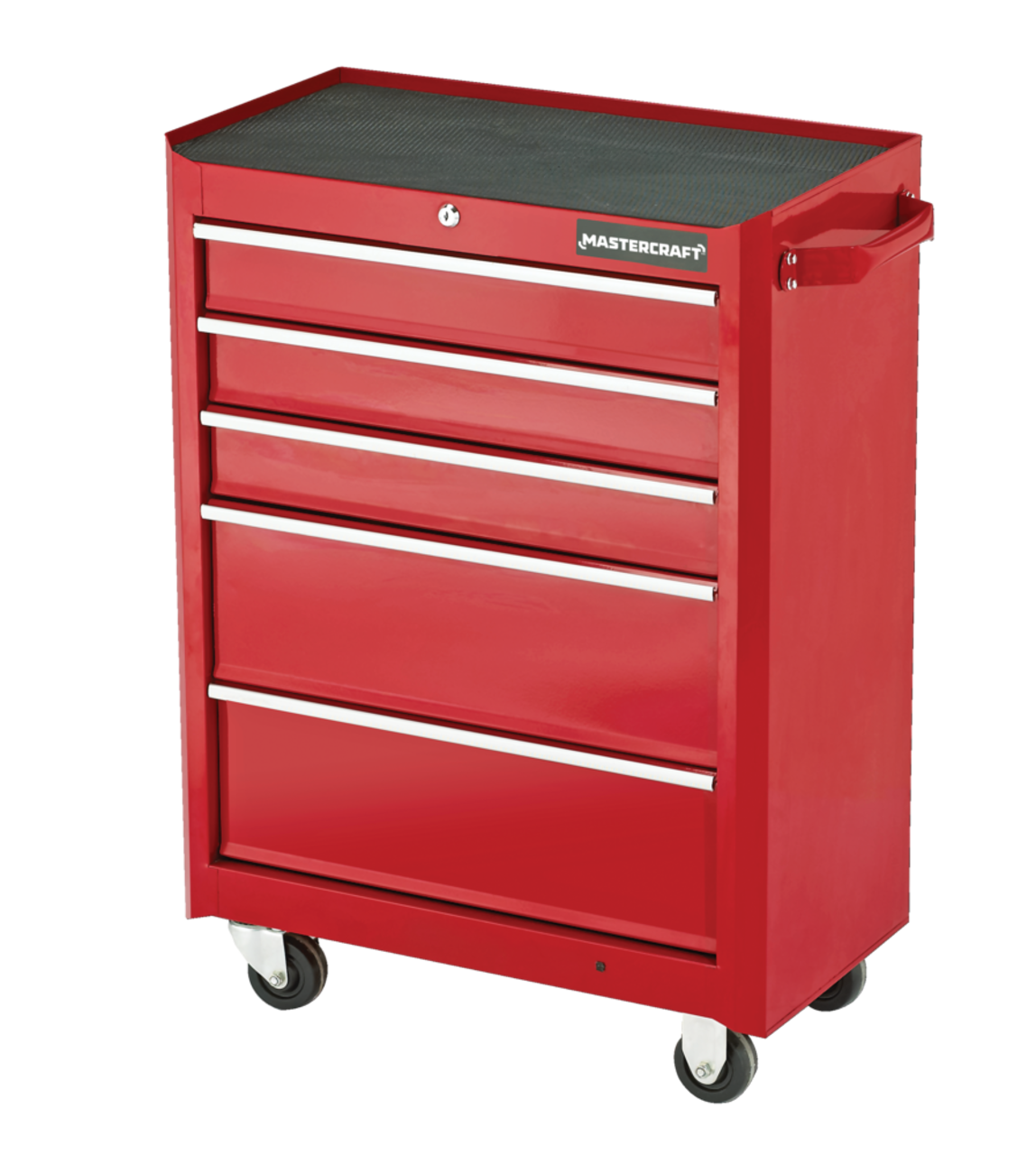 Mastercraft Rolling Tools Storage Cabinet with 5 Drawers, Deep Red, 24-in