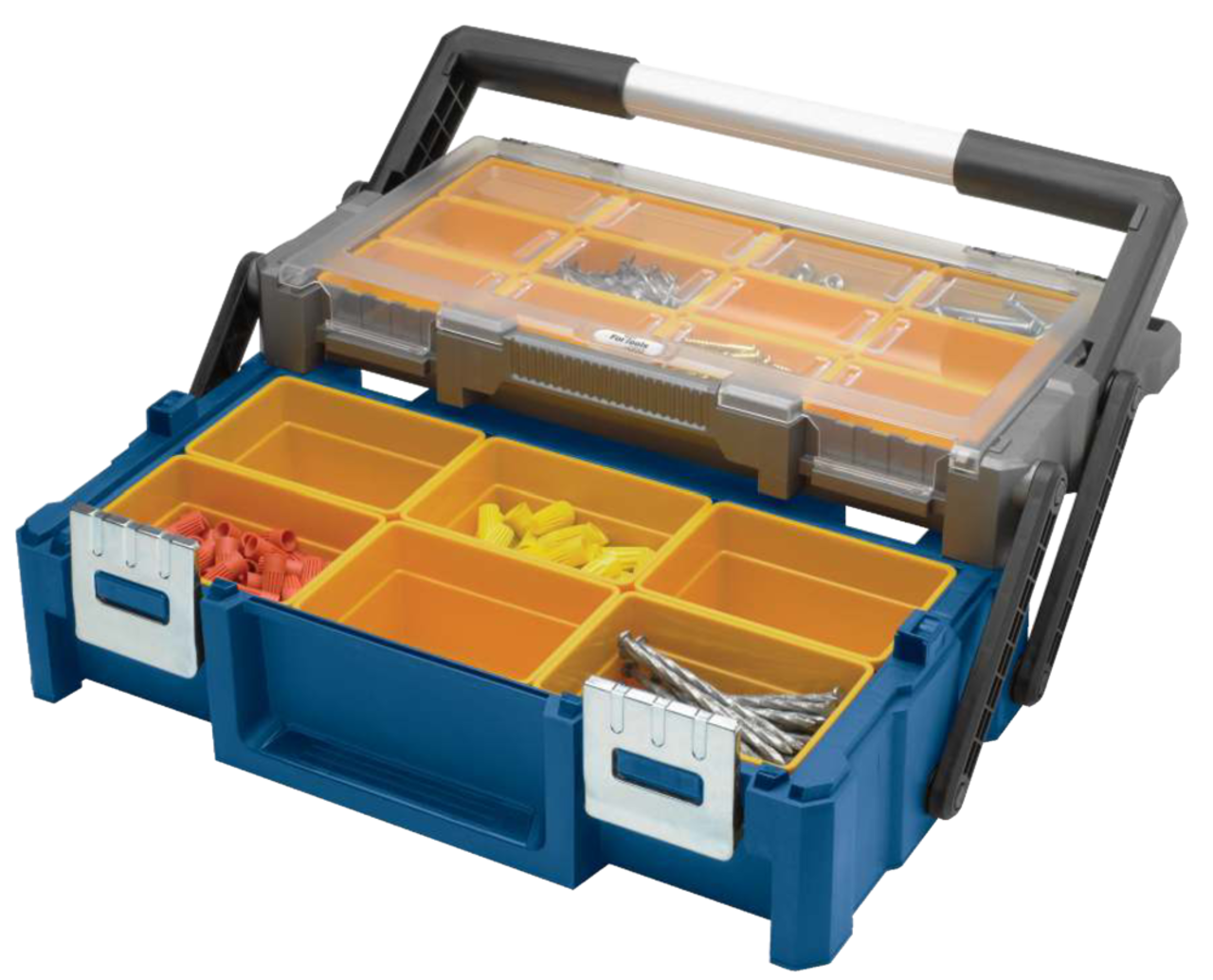 Mastercraft Portable Stackable Small Parts 6-Bins Organizer Tray w/ Lid,  17x13x5-in