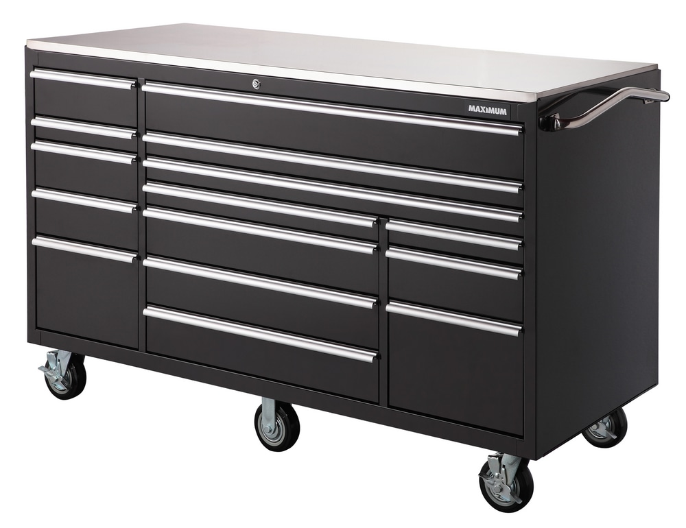 Armoire de rangement à roulettes à 15 tiroirs MAXIMUM, noir, 72 x 30 po