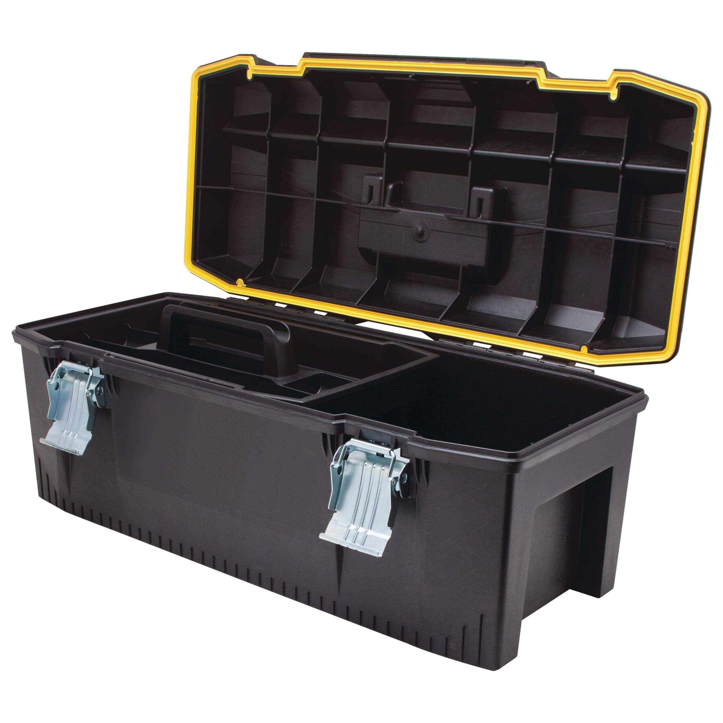 Irwin Portable Structural Foam Tool Box w/ Removable Tray, Black, 28-in Front_Angled_Left
