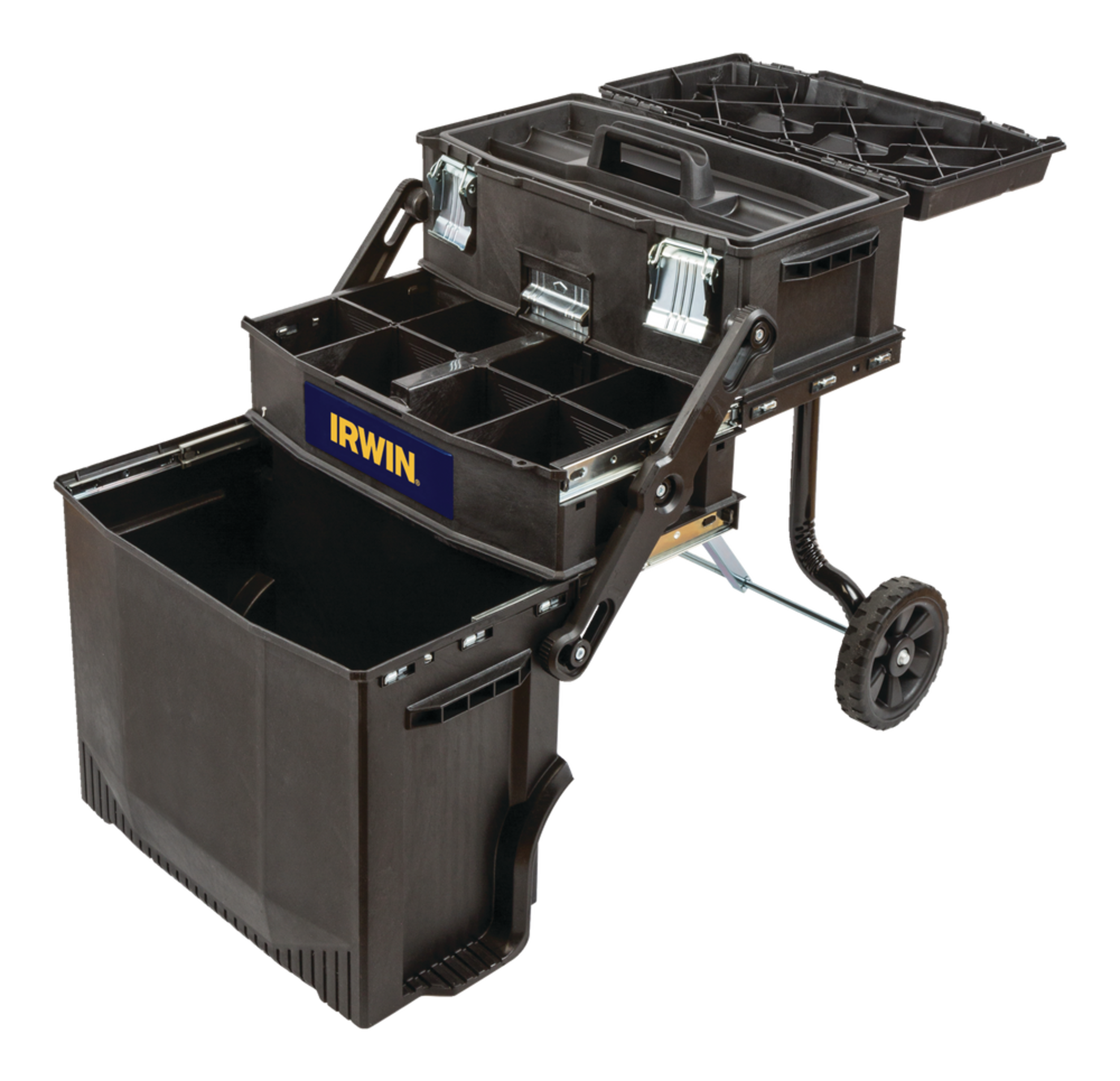 Irwin 4-in-1 Multi-Level, Portable Rolling Toolbox/Tool Storage System w/Wheels, 29 x 22 x 17-in Front_Angled_Left