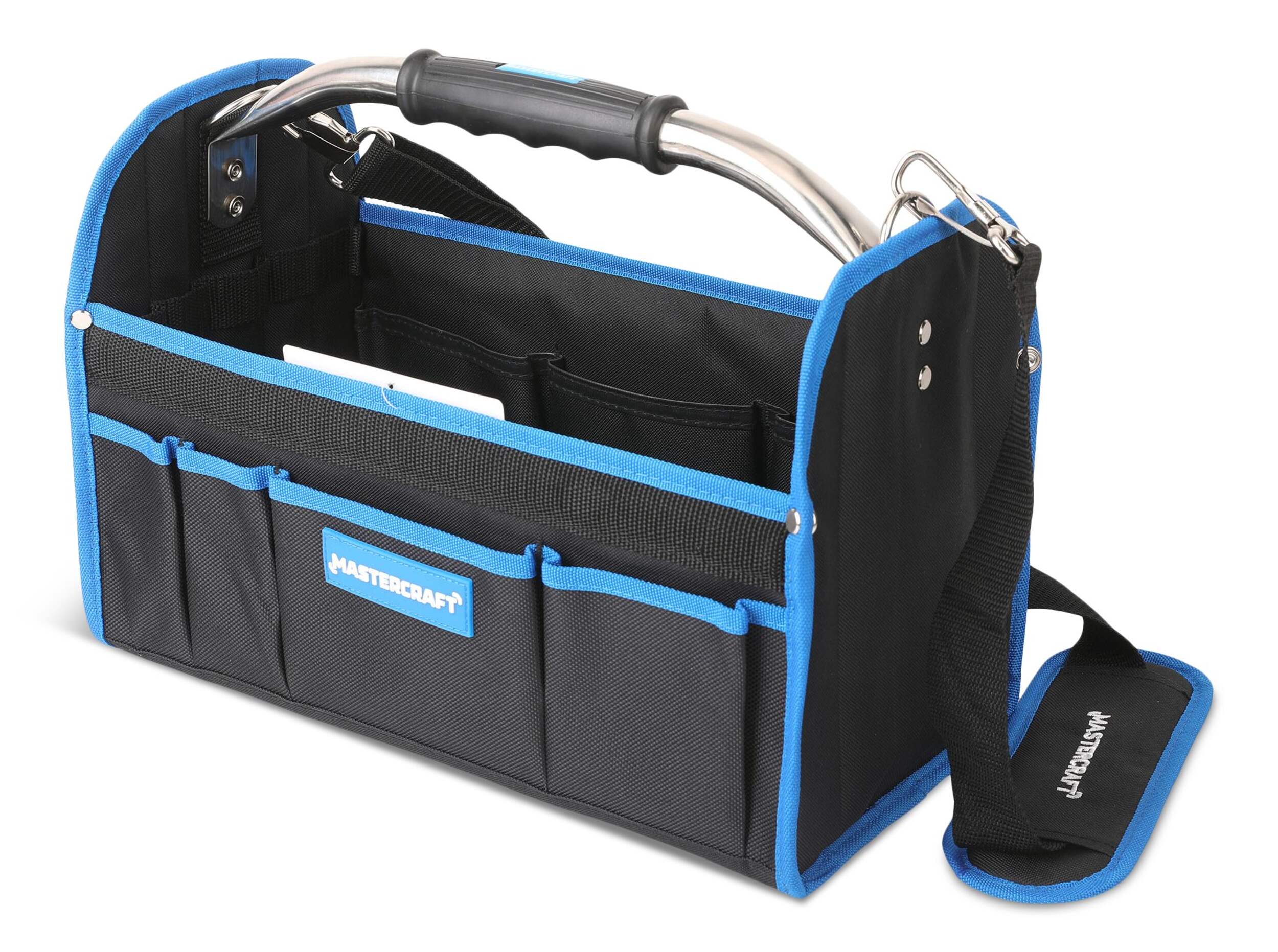 Mastercraft Open Top Tote Tool Bag, 18 Pockets, 15-in Front_Three_Fourths_Angled_Left