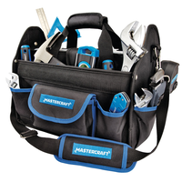 Mastercraft Open Top Tote Tool Bag, 21 Pockets, 15-in (38 cm), Black Front_Angled_Left