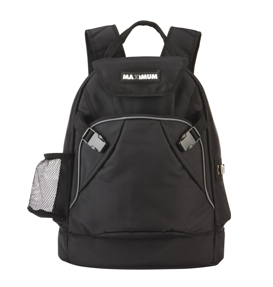 MAXIMUM Backpack Tool Bag, Black, 32 Pockets, 20x18-in Front_Flat