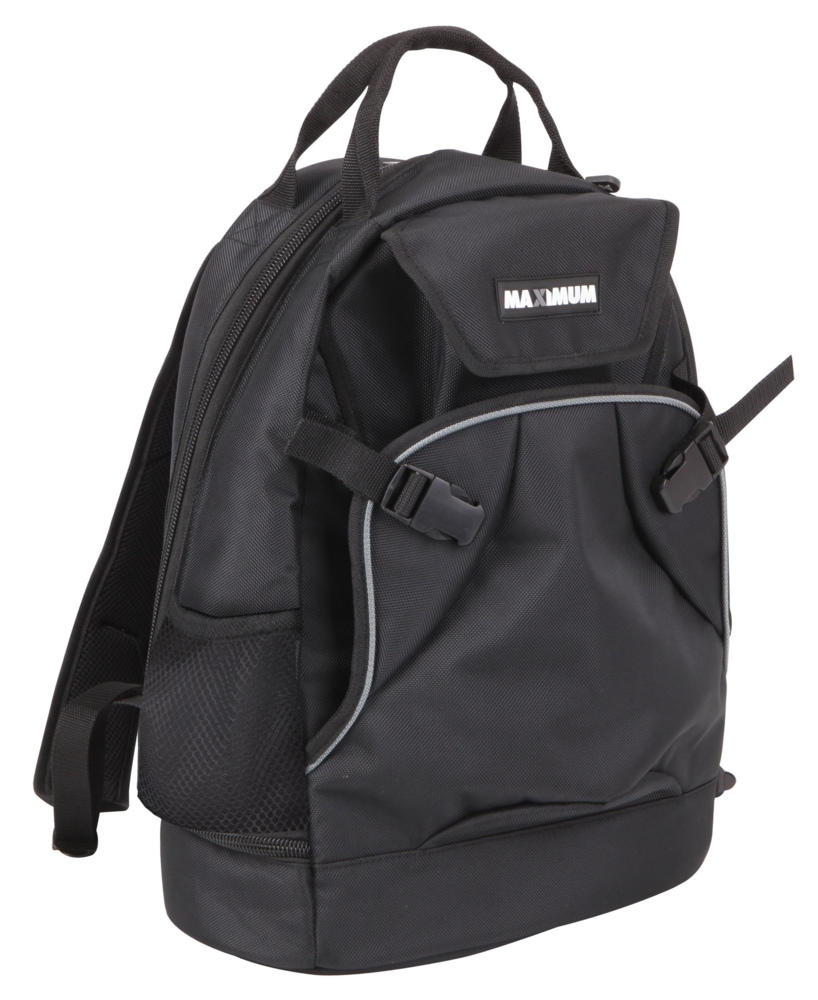 MAXIMUM Backpack Tool Bag, Black, 32 Pockets, 20x18-in Front_Angled_Right
