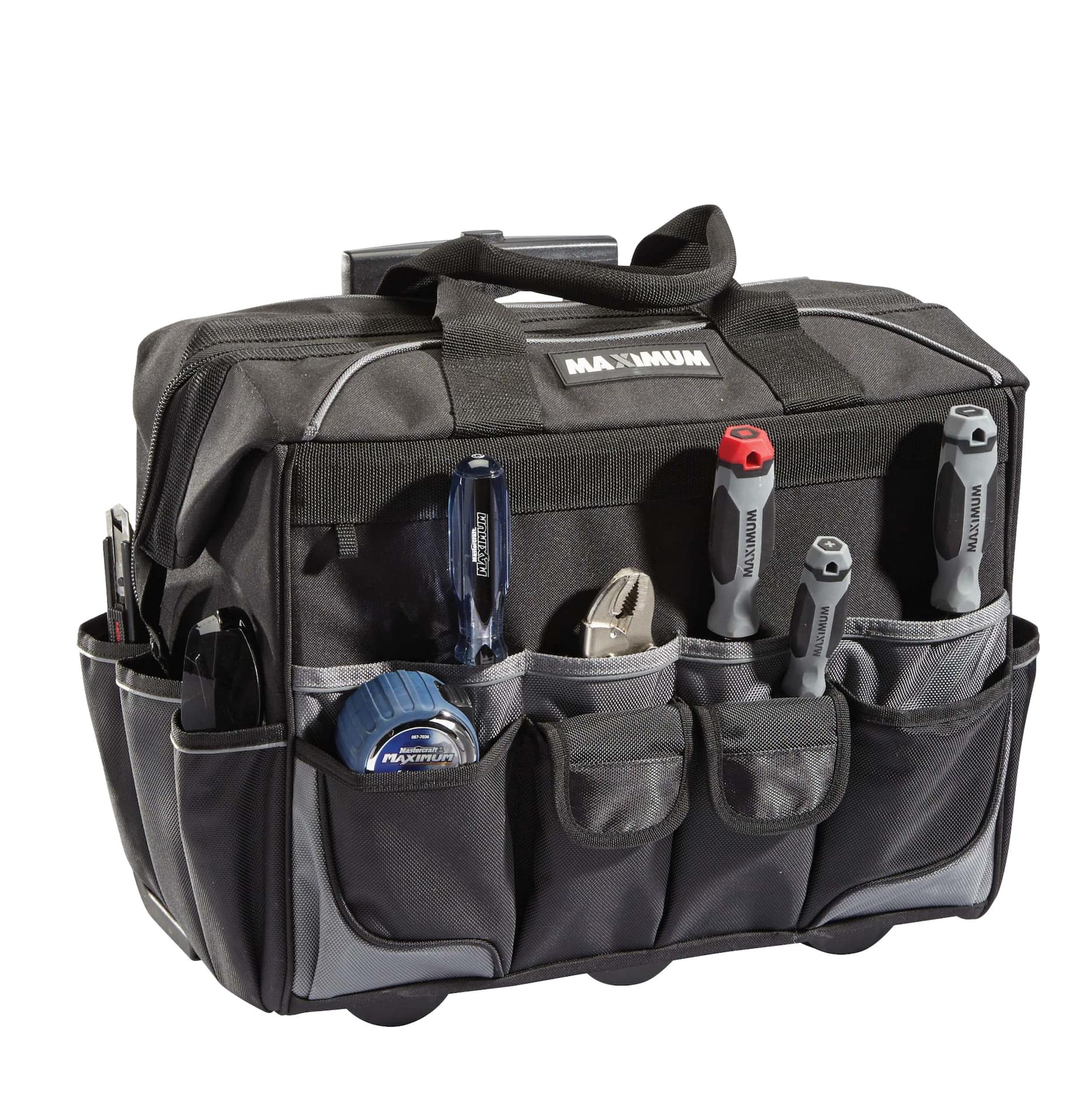 MAXIMUM Rolling Tote Tool Bag w/ Wheels, 24 Pockets, 18-in