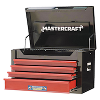 Mastercraft Tool Chest w/ 4 Drawers, Black & Red, 26-in Front_Three_Fourths_Angled_Left
