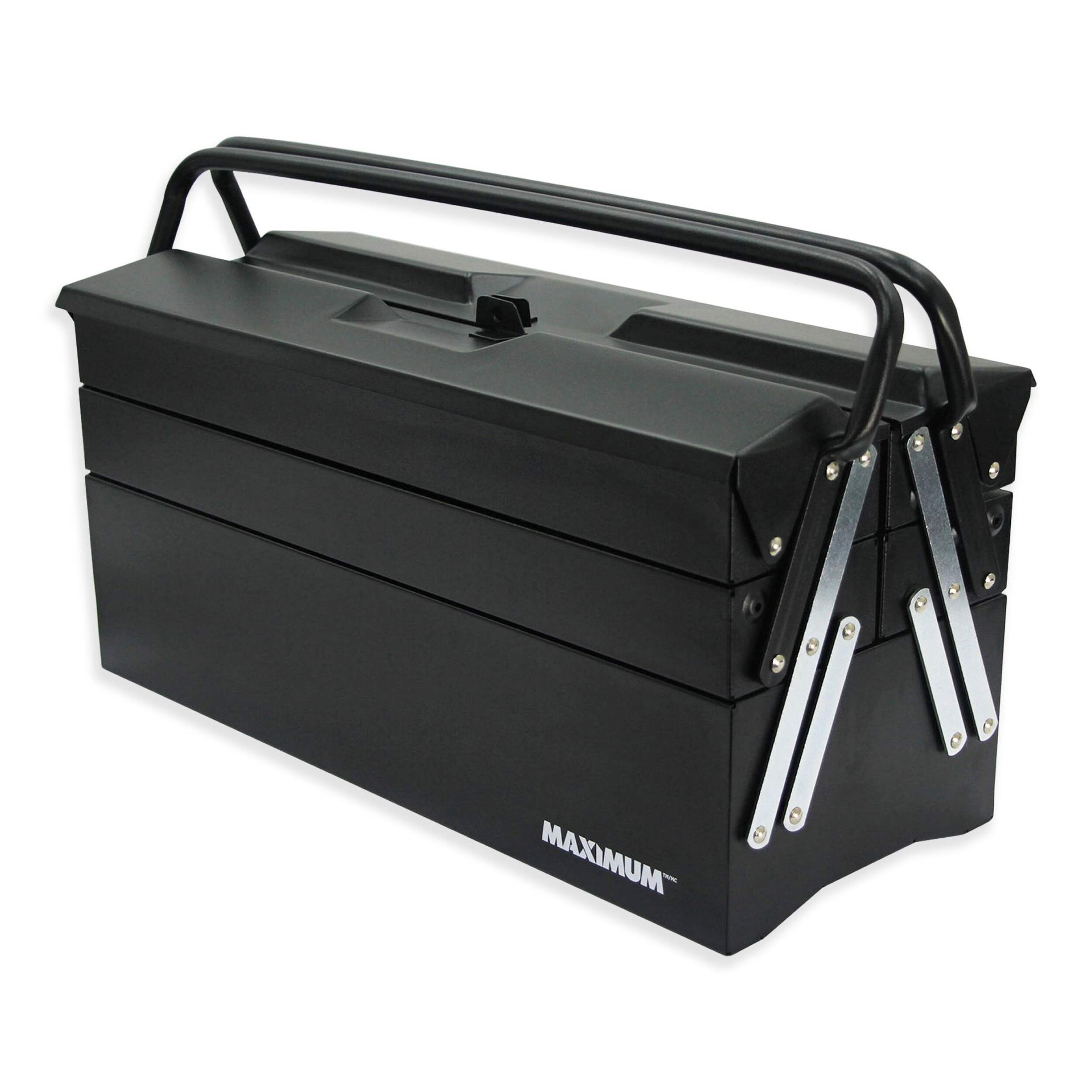 MAXIMUM Portable 5-Tray Cantilever Tool Box, Black, 21-in Front_Three_Fourths_Angled_Left