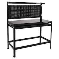 Mastercraft Steel Workbench/Work Table w/ Pegboard & Slide Drawer, 48 x 22 x 60-in