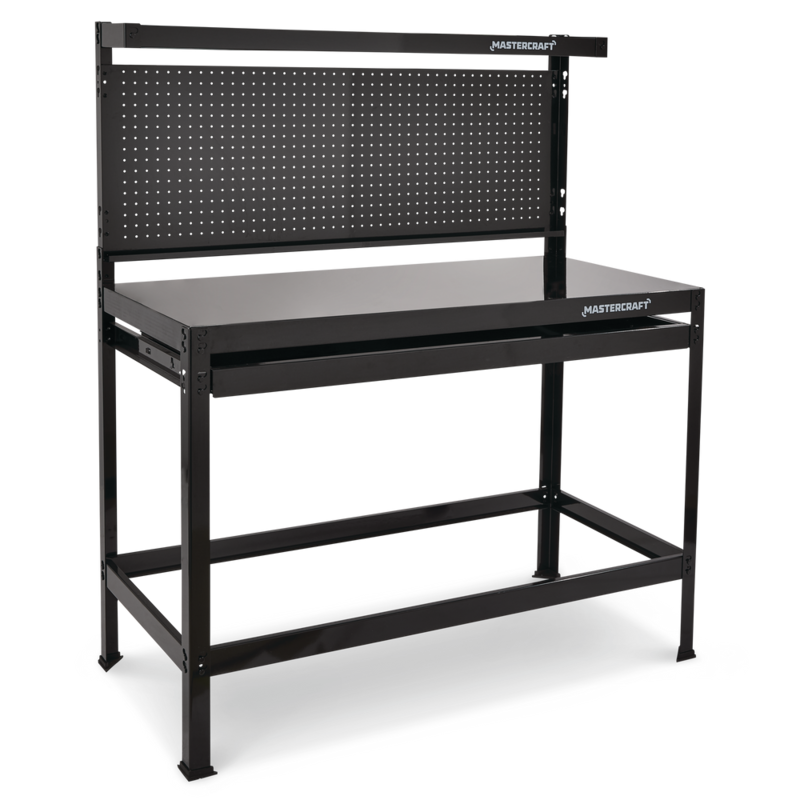 Mastercraft Steel Workbench/Work Table w/ Pegboard & Slide Drawer