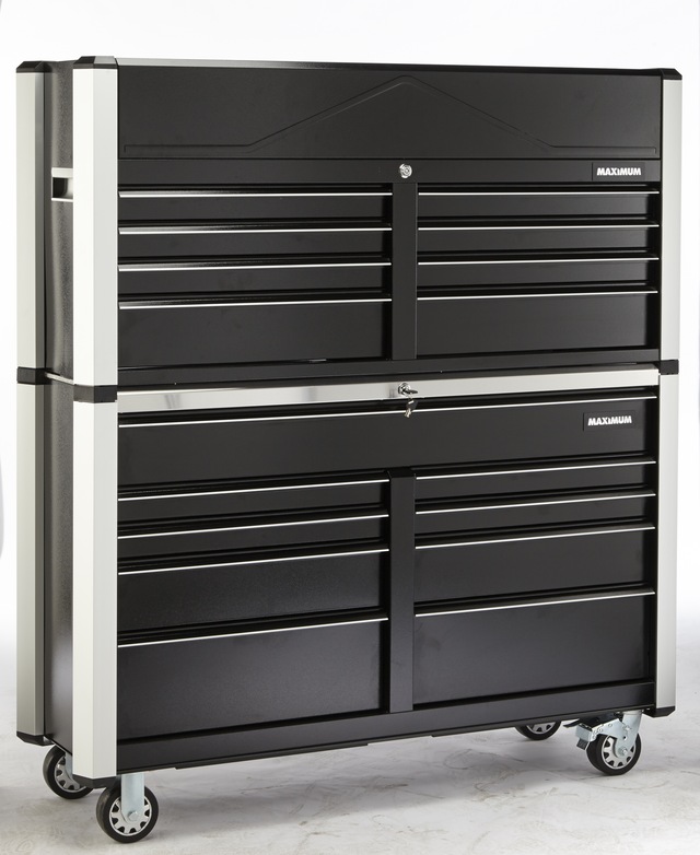 MAXIMUM Rolling Tools Storage w/ 9 Drawers, Black, 57in