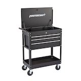 Mastercraft Rolling Mechanics Cart/Utility Cart with 4 Drawers, Black, 30-in Front_Angled_Right