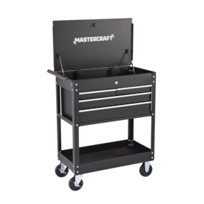 Mastercraft Rolling Mechanics Cart/Utility Cart w/ 4 Drawers, Black, 30-in