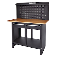 MAXIMUM Steel Heavy-Duty Workbench/Work Table w/ Pegboard, Slide Drawers & Shelf, 48x 24 x 61-in Front_Angled_Left