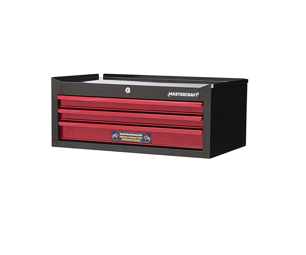 Mastercraft Middle/Intermediate Tool Chest w/ 3 Drawers, Black & Red, 26in Canadian Tire