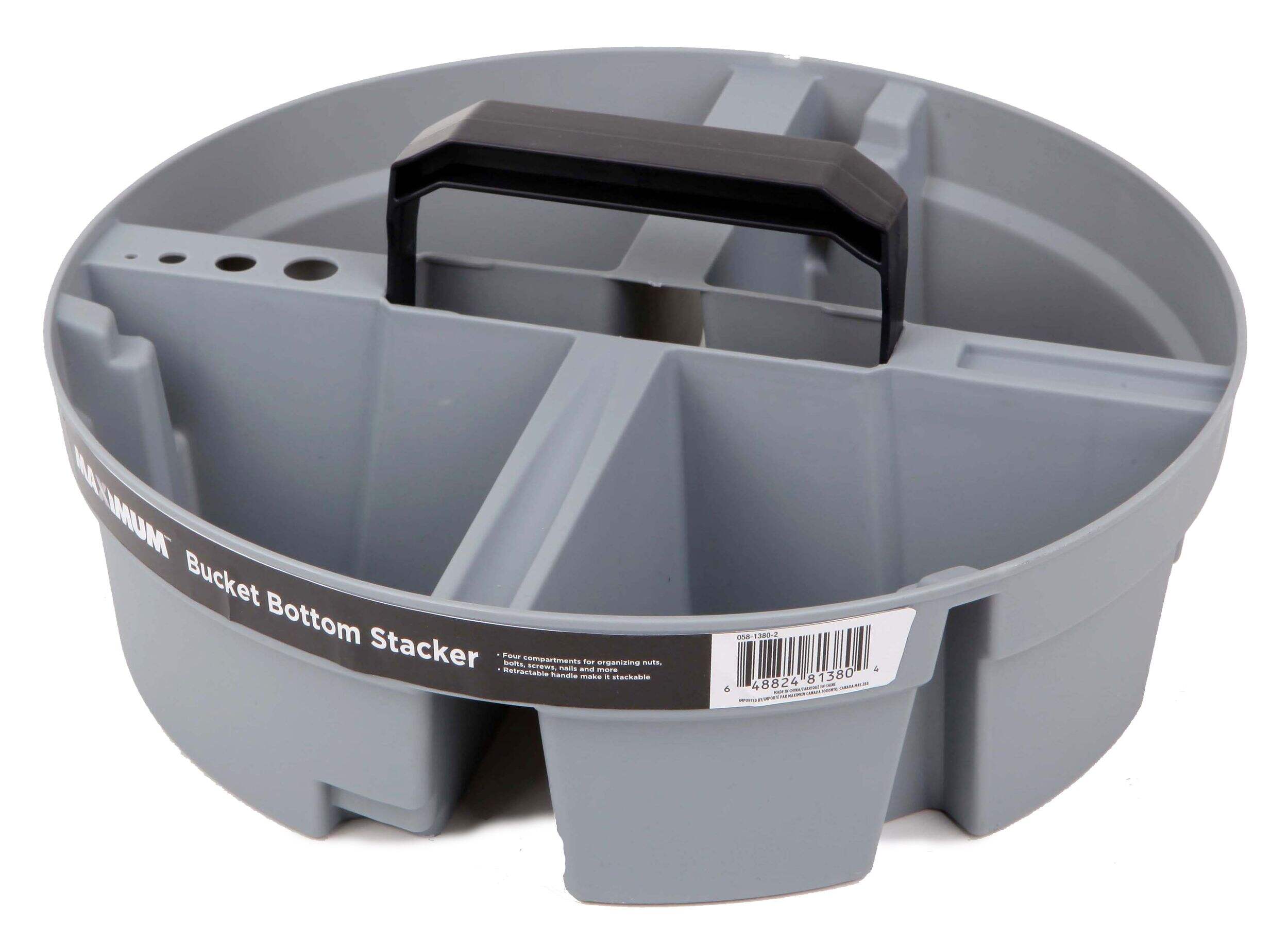 MAXIMUM Bucket Bottom Stacker Organizer, 5-G Front_Angled_Left