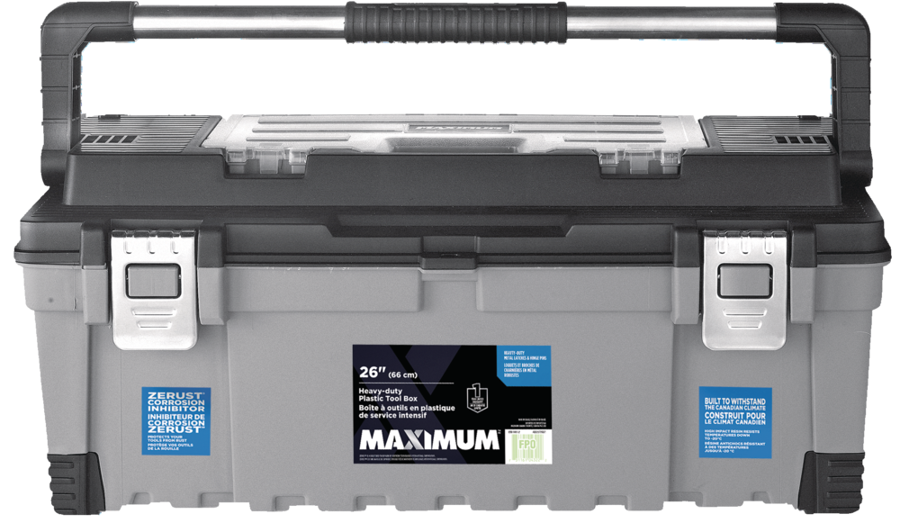 MAXIMUM Portable Heavy Duty Resin Tool Box w/ Removable Smalls Organizer,  Black, Assorted Canadian Tire
