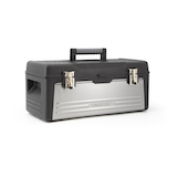 MAXIMUM Portable Heavy Duty Steel/Resin Tool Box w/ Removable Tray, Black, Assorted Front_Angled_Right