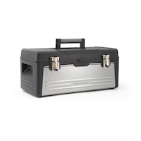 MAXIMUM Portable Heavy Duty Steel/Resin Tool Box w/ Removable Tray, Black, Assorted Front_Angled_Right