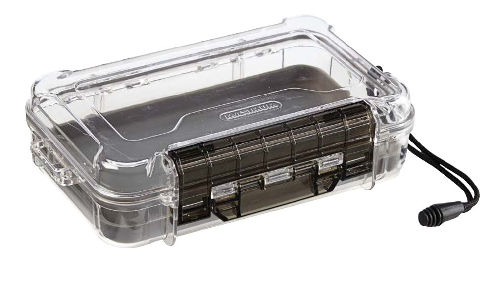 MAXIMUM IP68 Portable Plastic Water Resistant Case with Wrist Strap, Large Front_Angled_Right