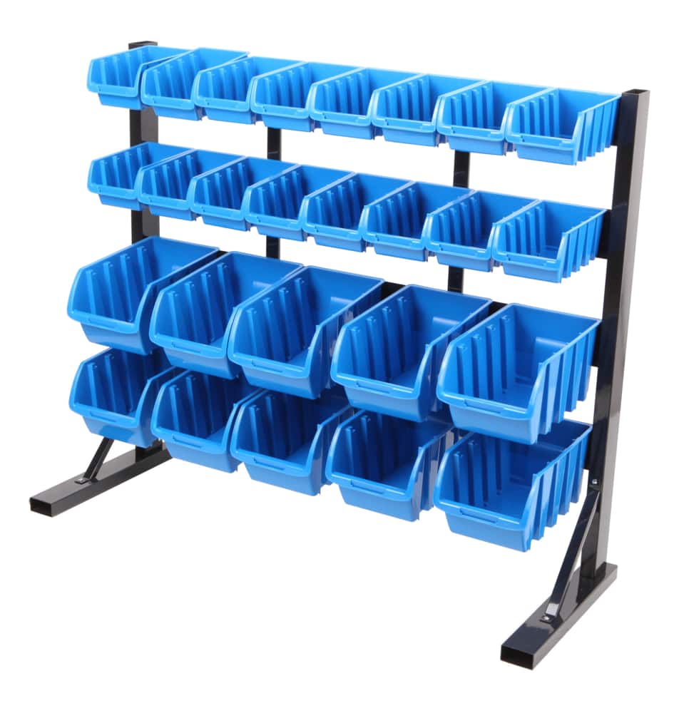 Shelf Bin Organizer - 36 x 12 x 39 with 4 x 12 x 4 Blue Bins H-2511BLU -  Uline