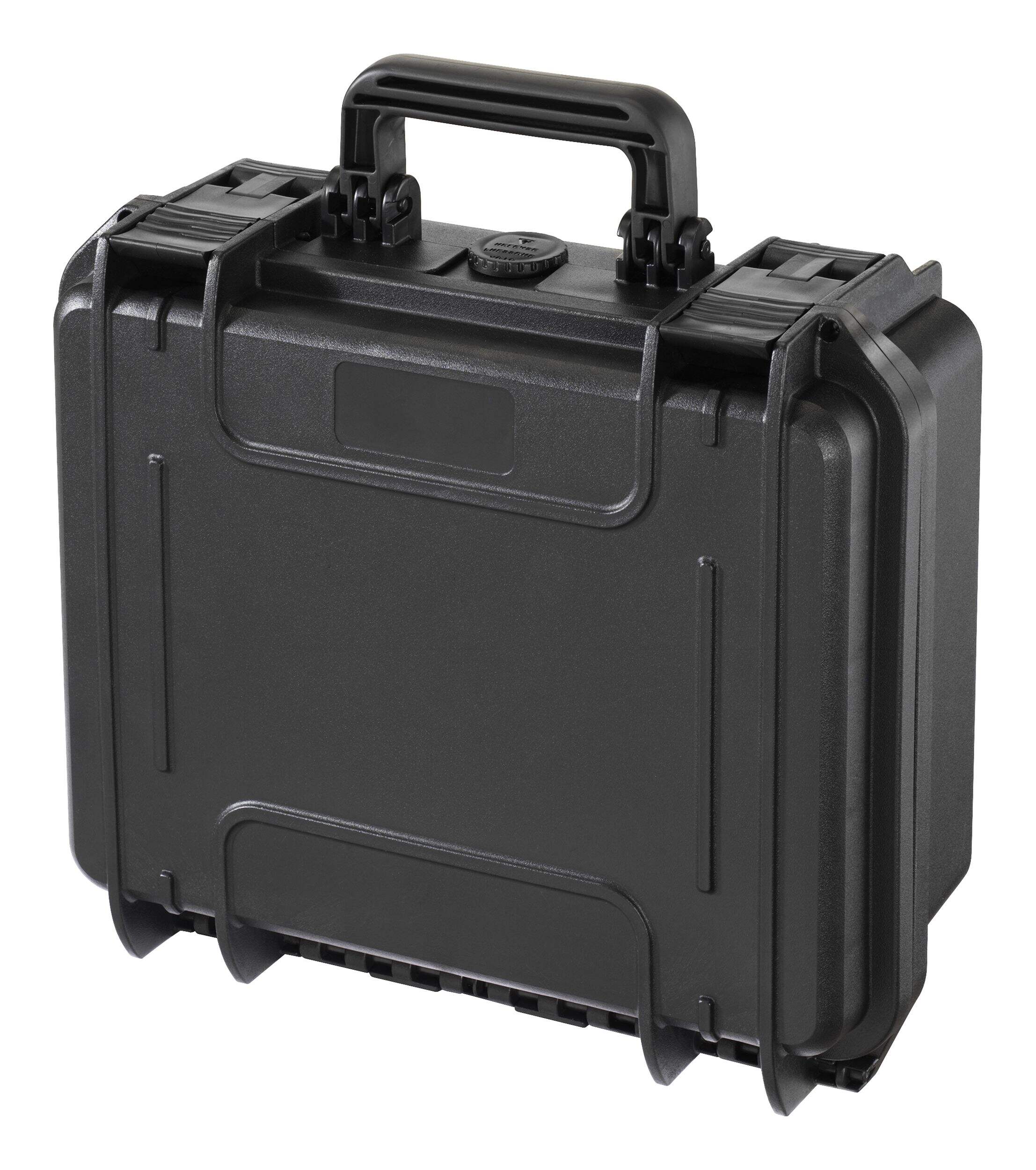MAXIMUM Portable IP67 Waterproof Storage Case with Foam Layers, Small, Black Front_Three_Fourths_Angled_Left