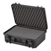 MAXIMUM Portable IP67 Waterproof Storage Case with Foam Layers, Medium, Black Front_Three_Fourths_Angled_Left