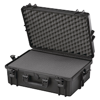 MAXIMUM Portable IP67 Waterproof Case/Tool Box with Foam Layers, Black, Large, 22-in Front_Three_Fourths_Angled_Left