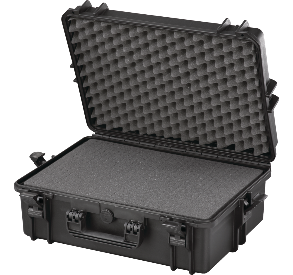 Portable IP67 Waterproof Tool Box w/ Foam Layers, Black, Large, 22-in MAXIMUM