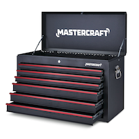Mastercraft Tool Chest with 6 Drawers, Black, 36-in Front_Three_Fourths_Angled_Left