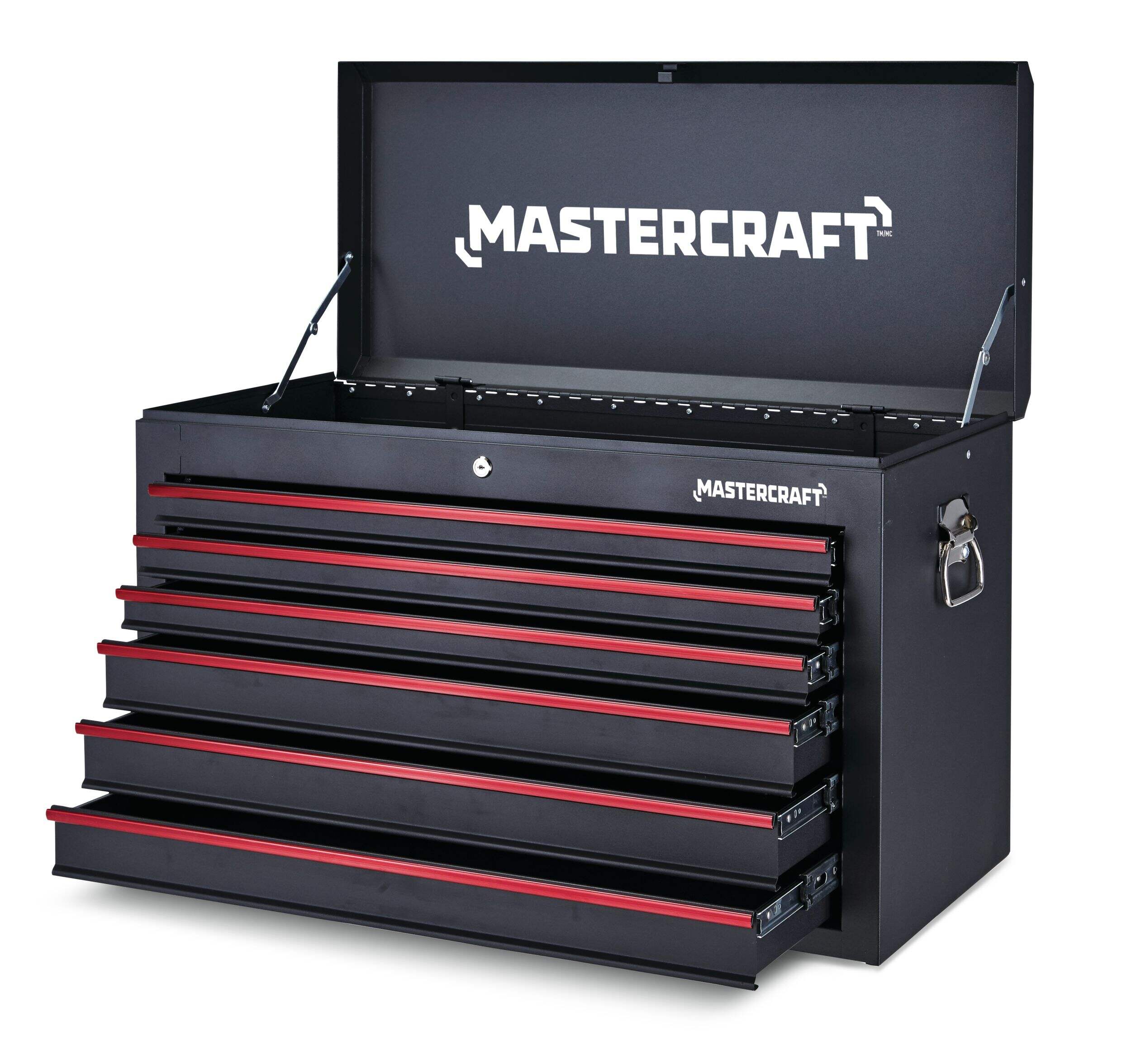 Mastercraft Tool Chest with 6 Drawers, Black, 36-in Front_Three_Fourths_Angled_Left