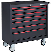 Mastercraft Rolling Tool Storage Cabinet with 7 Drawers, Black, 36-in Front_Three_Fourths_Angled_Right
