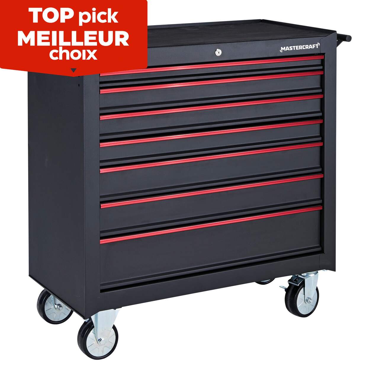 Mastercraft Rolling Tools Storage Cabinet with 7 Drawers, Black, 36-in